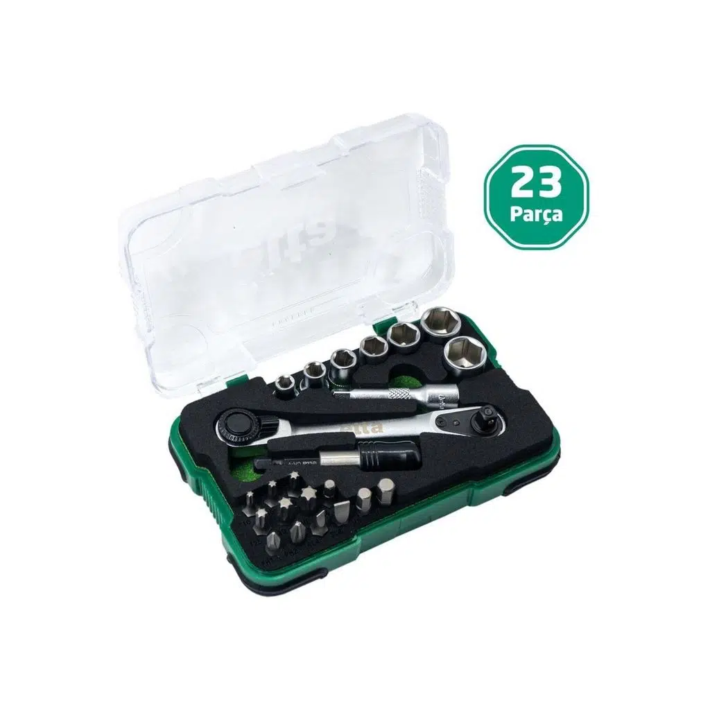 ELTA 1/4"ALTIKÖŞE CIRCIRLI LOKMA ANH.VE BİTS SET 23PARÇA