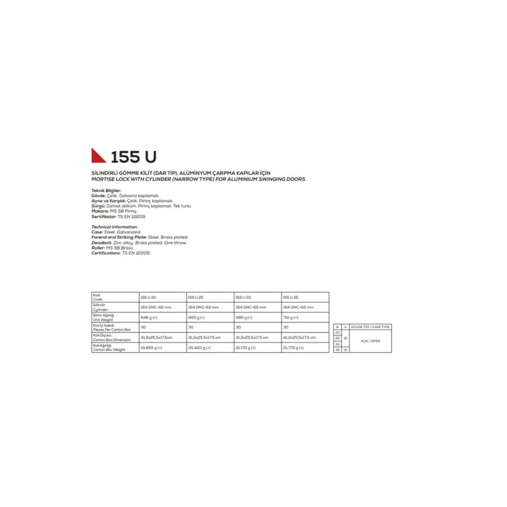 KALE SİLİN.MAKARA.DAİRE KİLİDİ 20MM-155 U